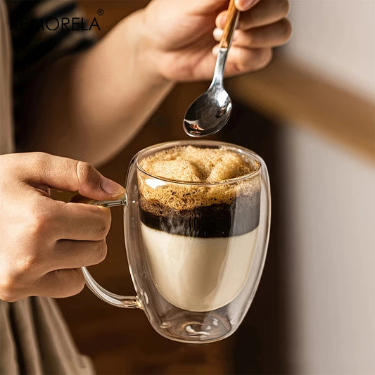 Taza Elegante de Doble Fondo de Vidrio